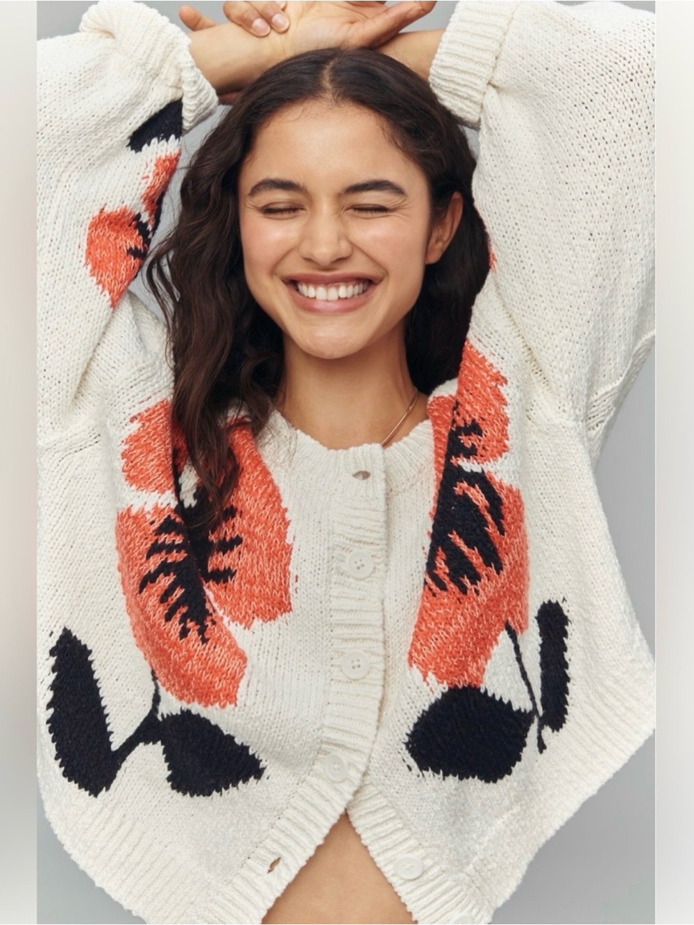 Maeve Elbow-Sleeve Cardigan Sweater